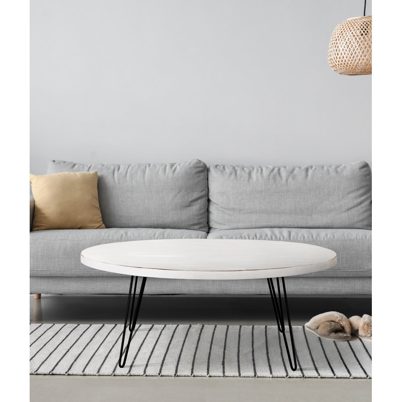 Kristi Solid Wood Top Coffee Table Steelside Color White